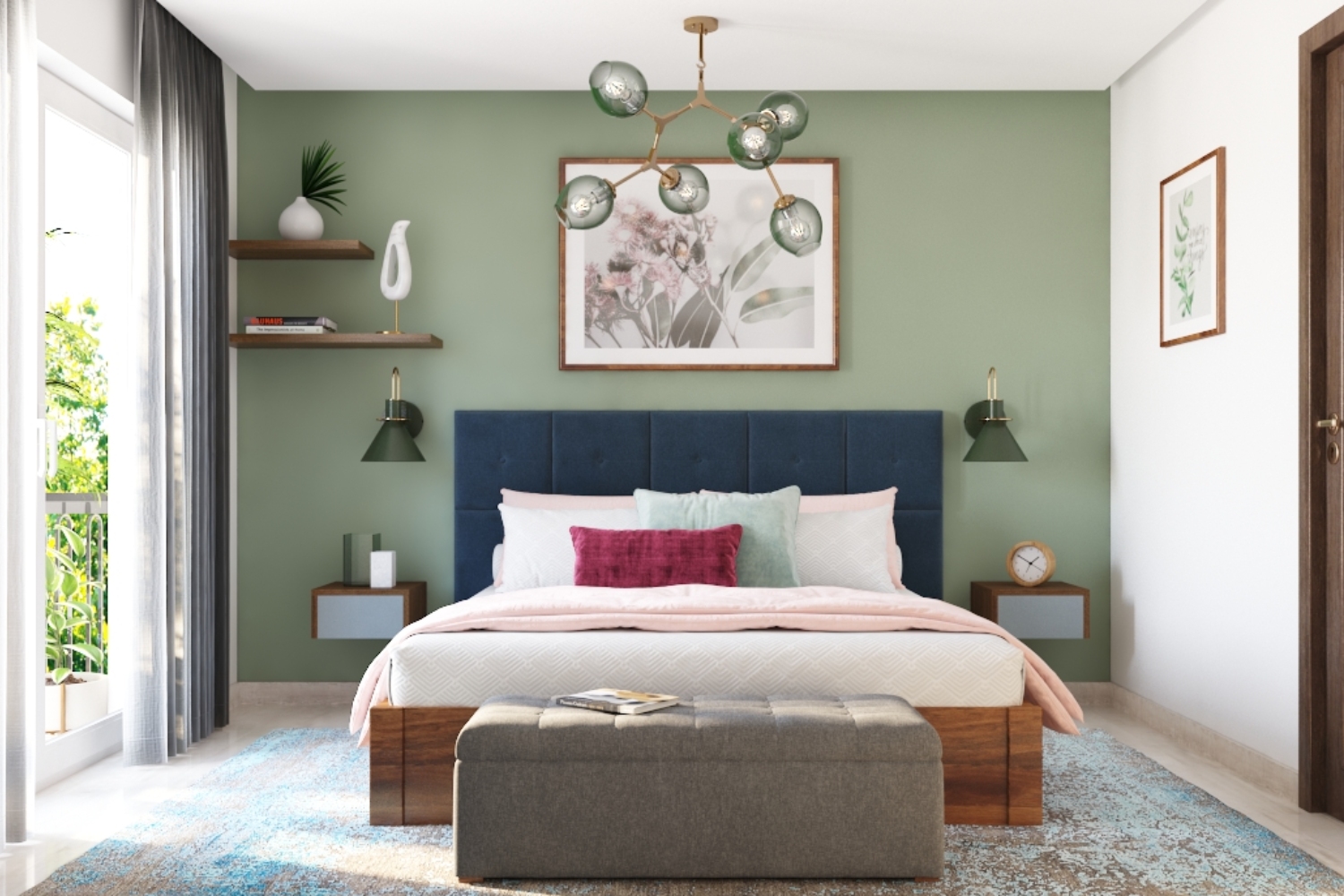Modern Pastel Green Wall Paint Design Perfect for Bedroom