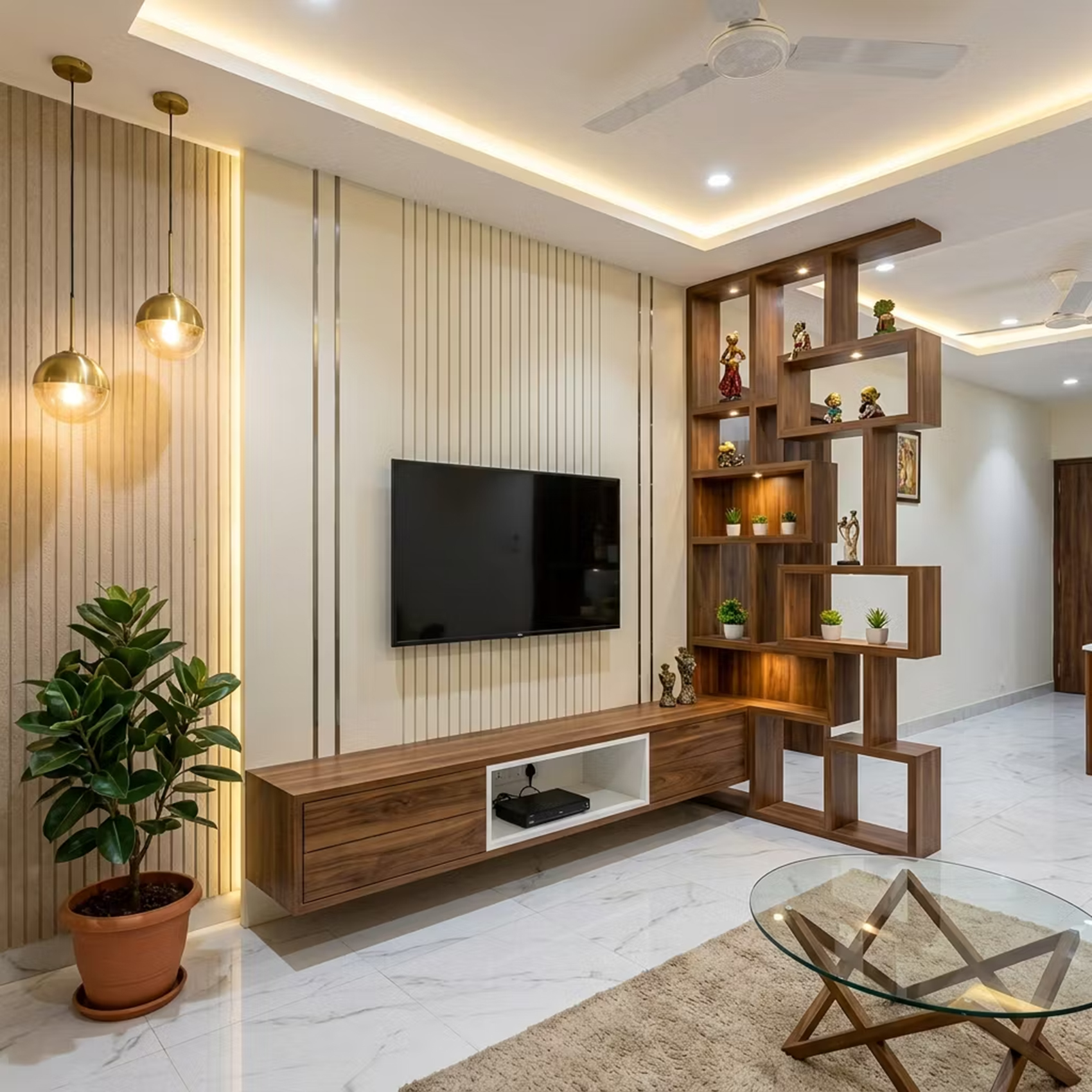 Contemporary Gypsum False Ceiling Design with Cove Lights and Spot ...