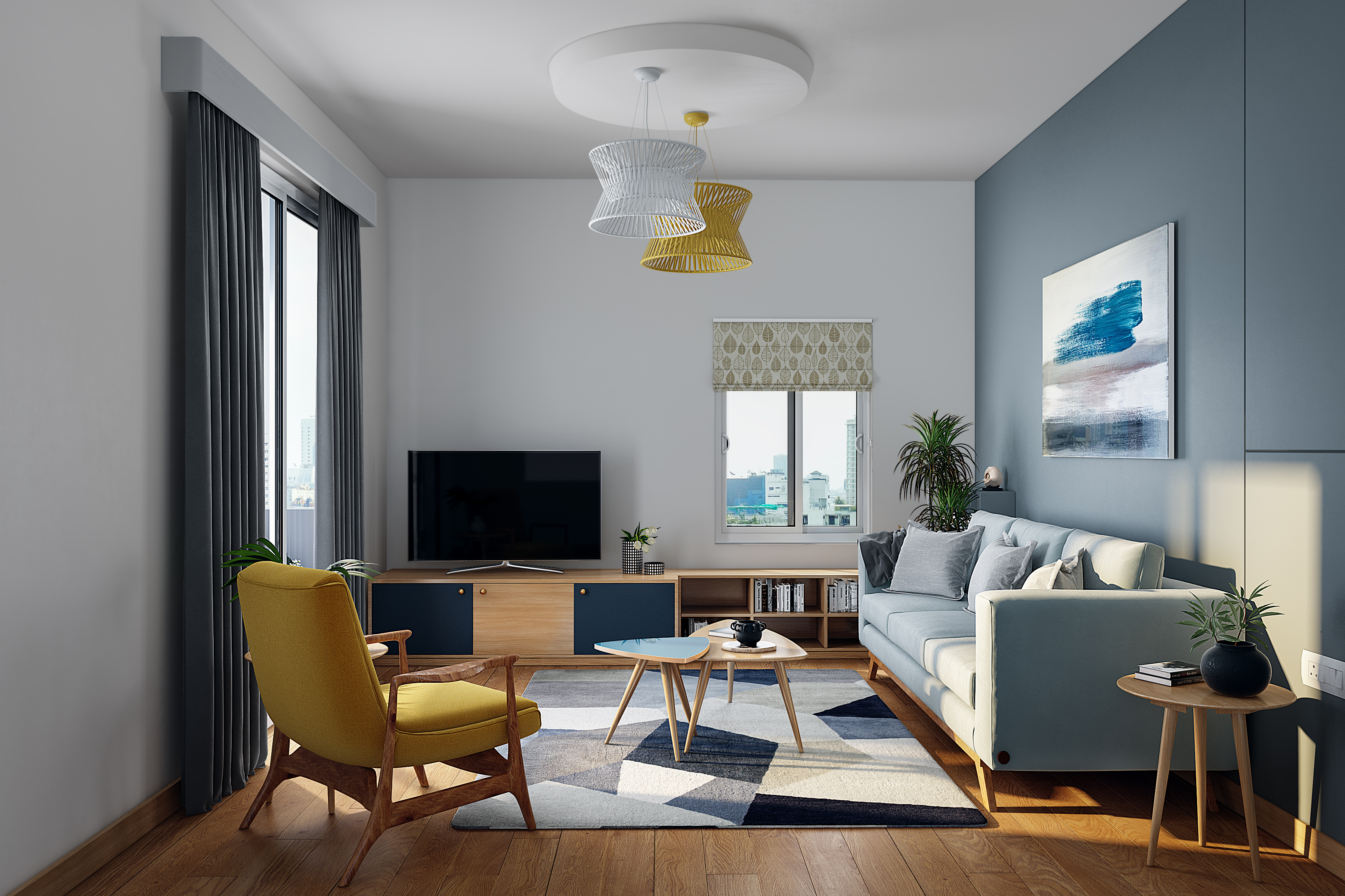 Modern Living Room With Spacious Design | Livspace