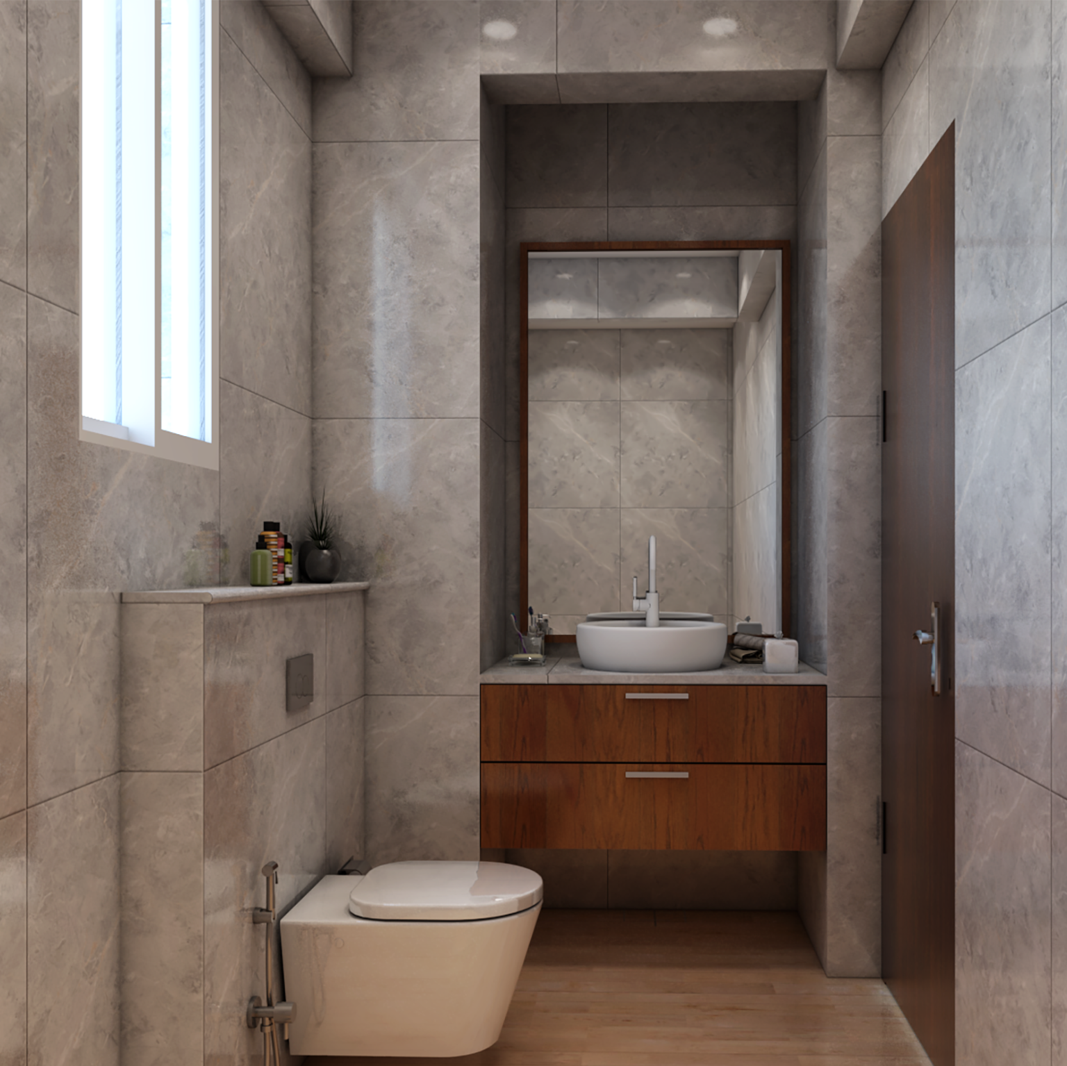 Compact Bathroom Styled With Modern Interiors | Livspace