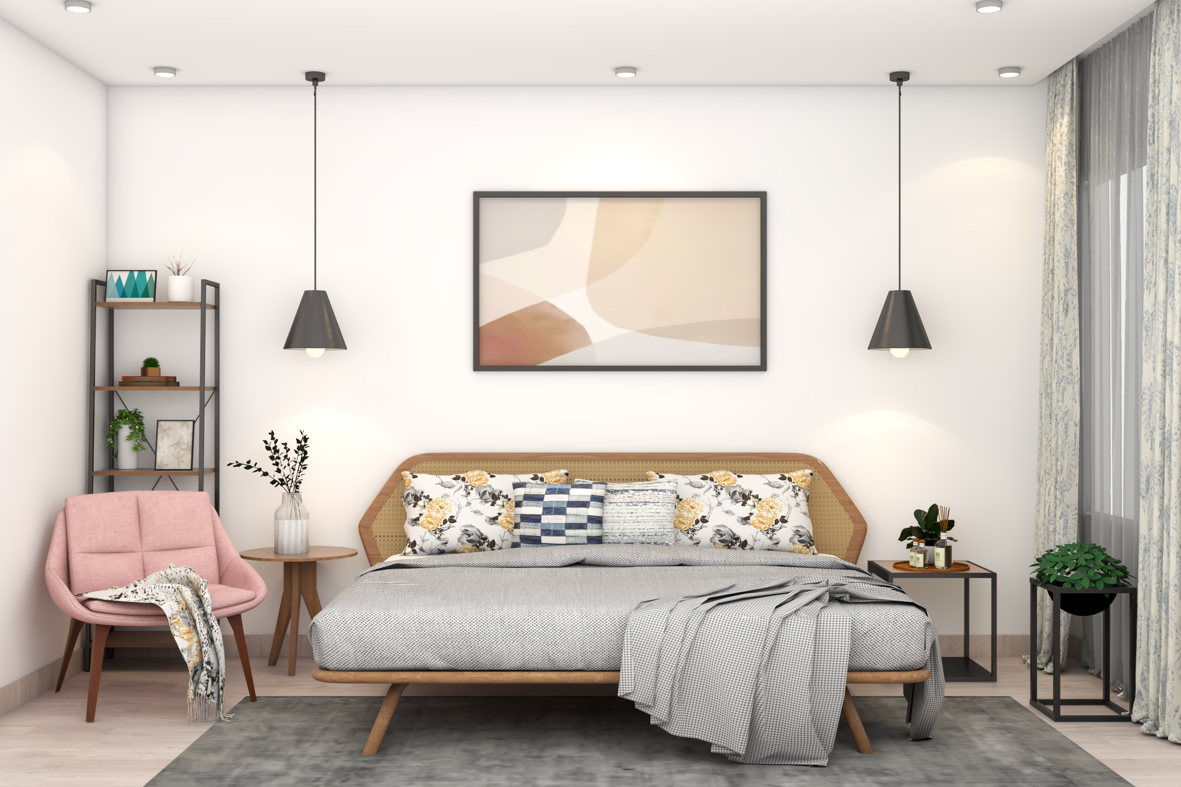 Modern Guest Bedroom With Vibrant Interiors - Livspace