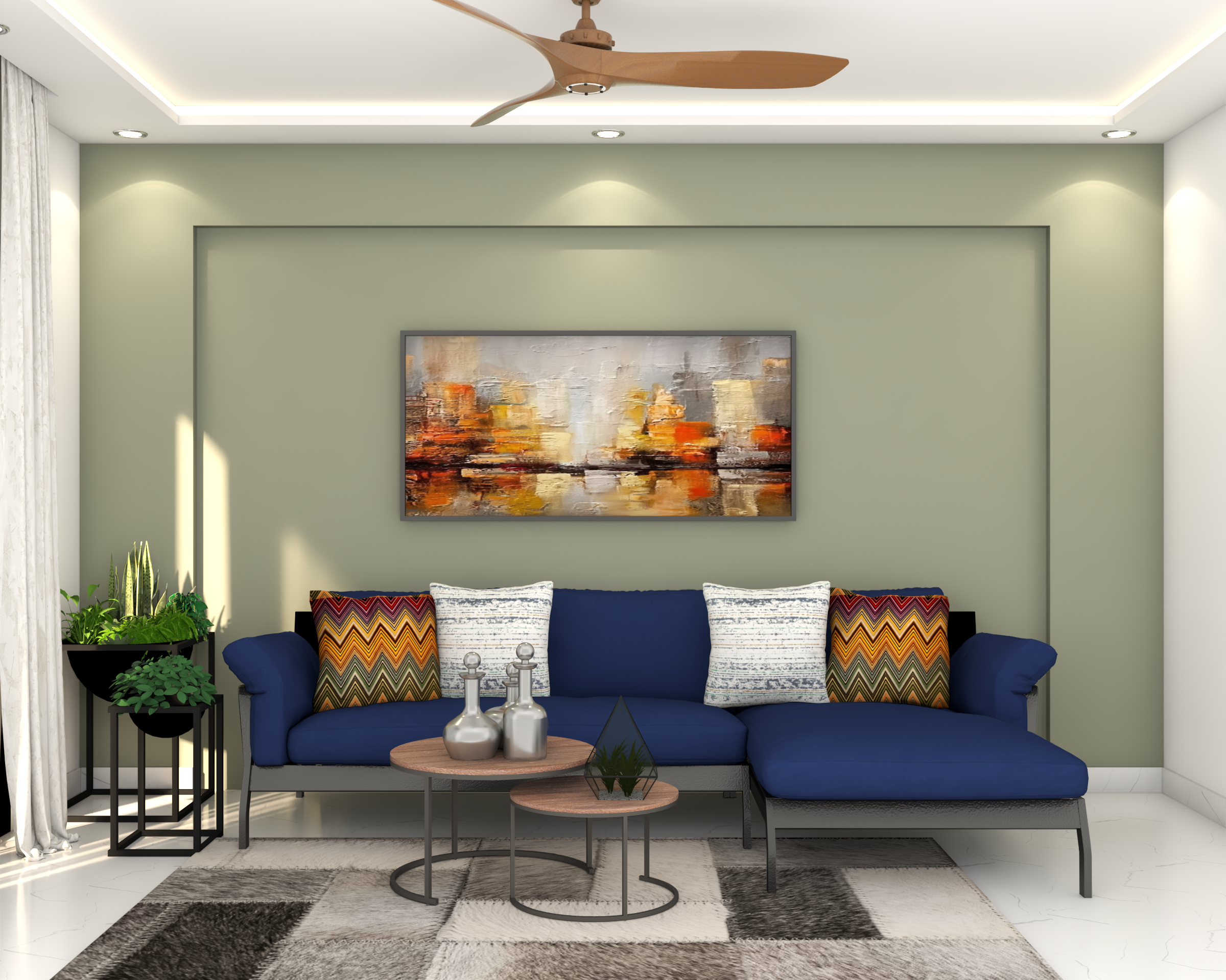 Modern Style Spacious Living Room Design | Livspace