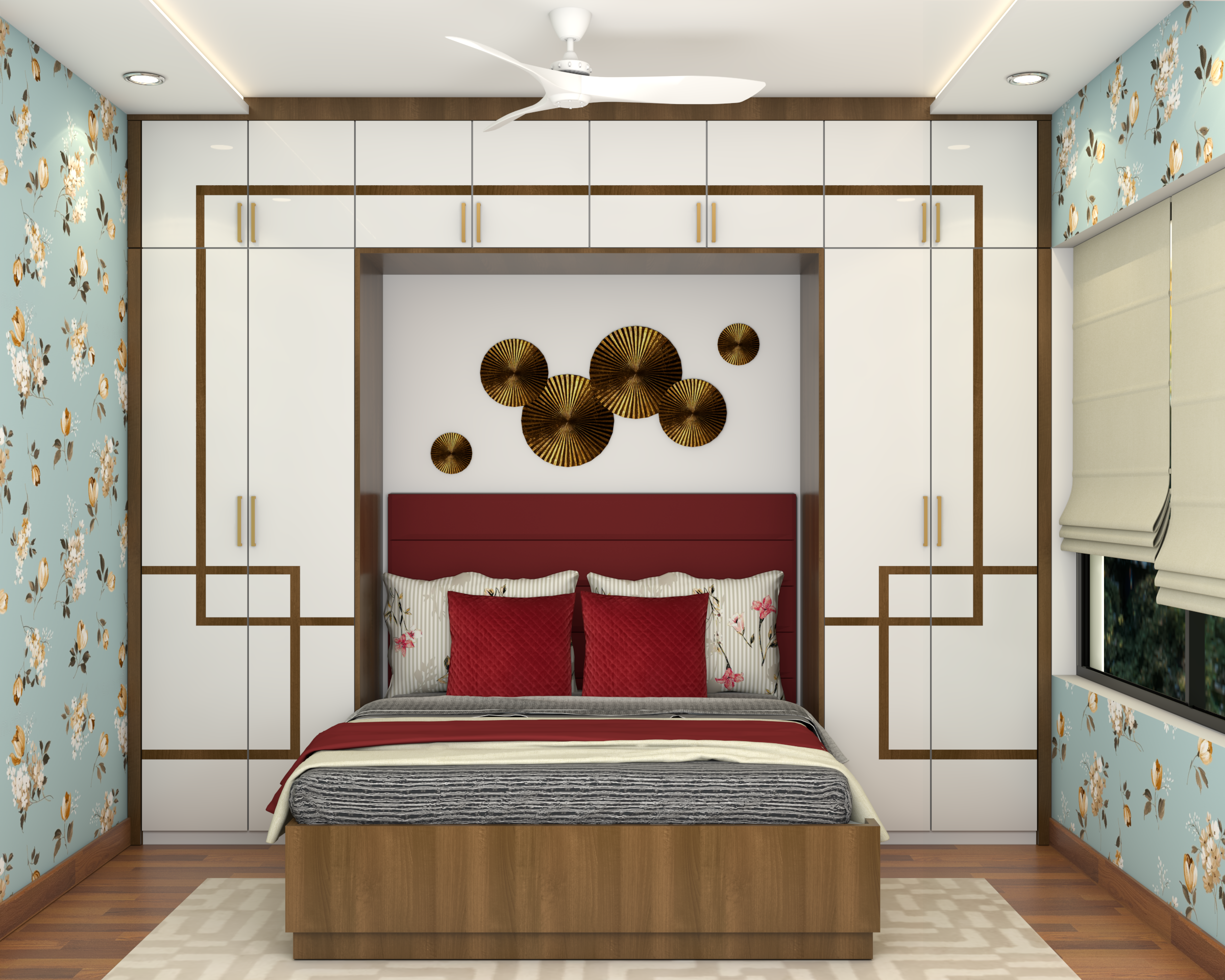 Modern Compact Master Bedroom Interior Design with Wardrobe Unit | Livspace
