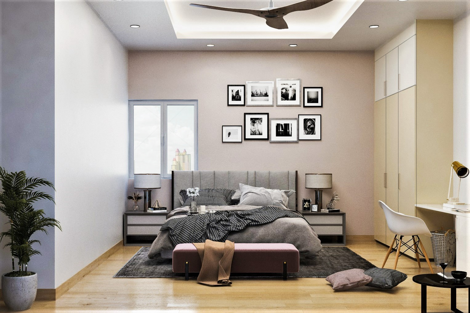 Spacious Bedroom Design With Home Office | Livspace