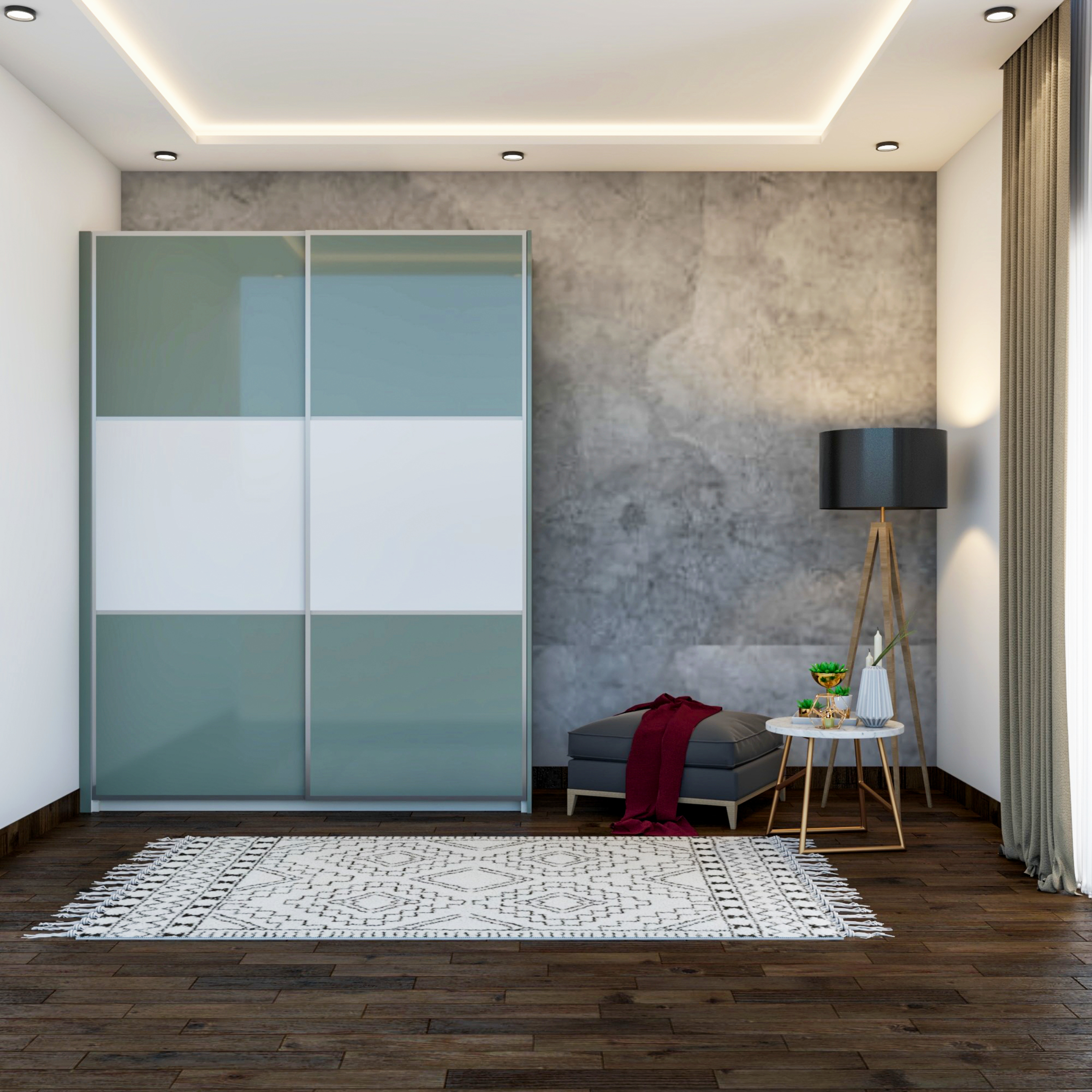 Compact Modern Wardrobe Design With Sliding Doors And Glossy Finish ...