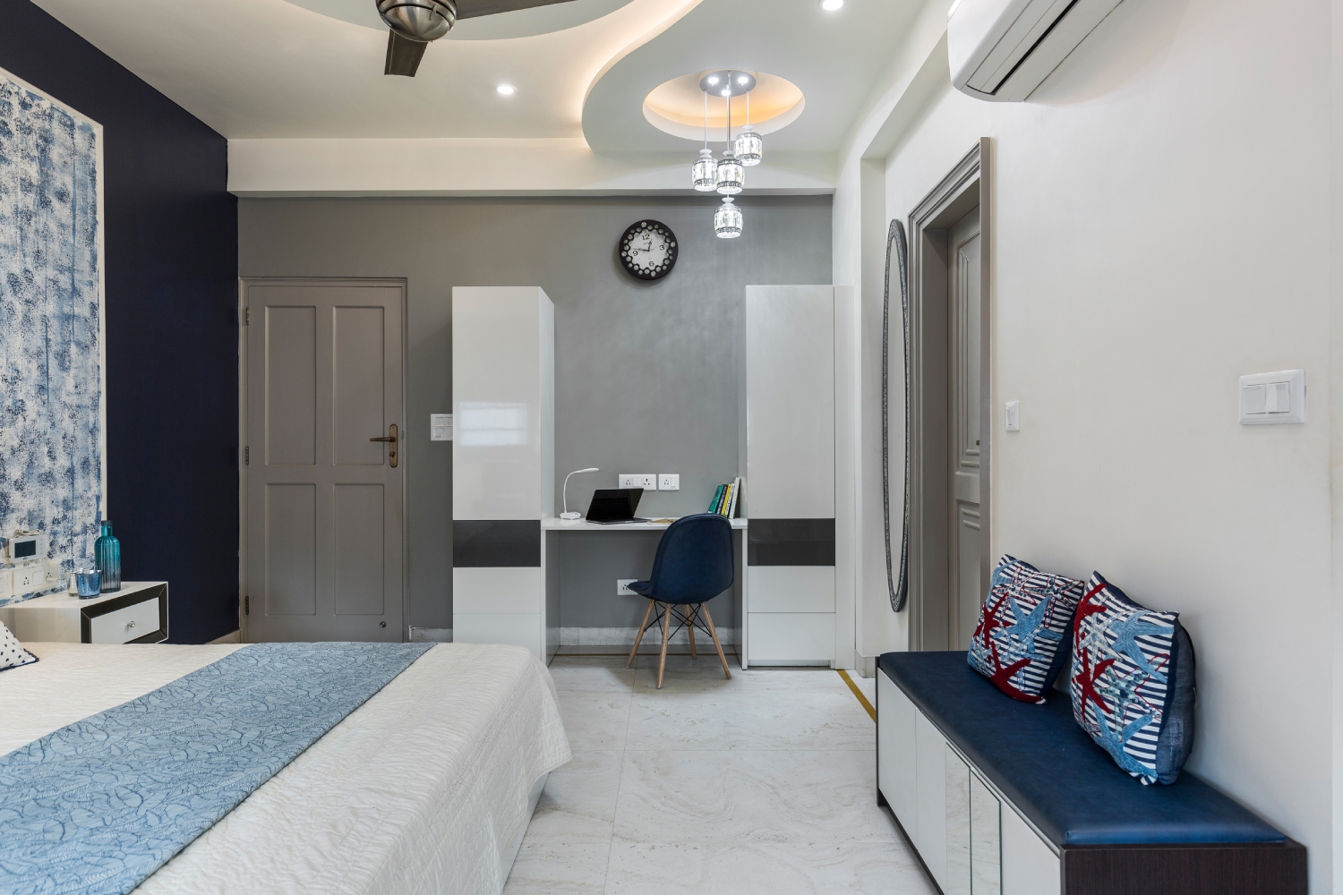 Bedroom POP Ceiling Design With Recessed And Cove Lights | Livspace