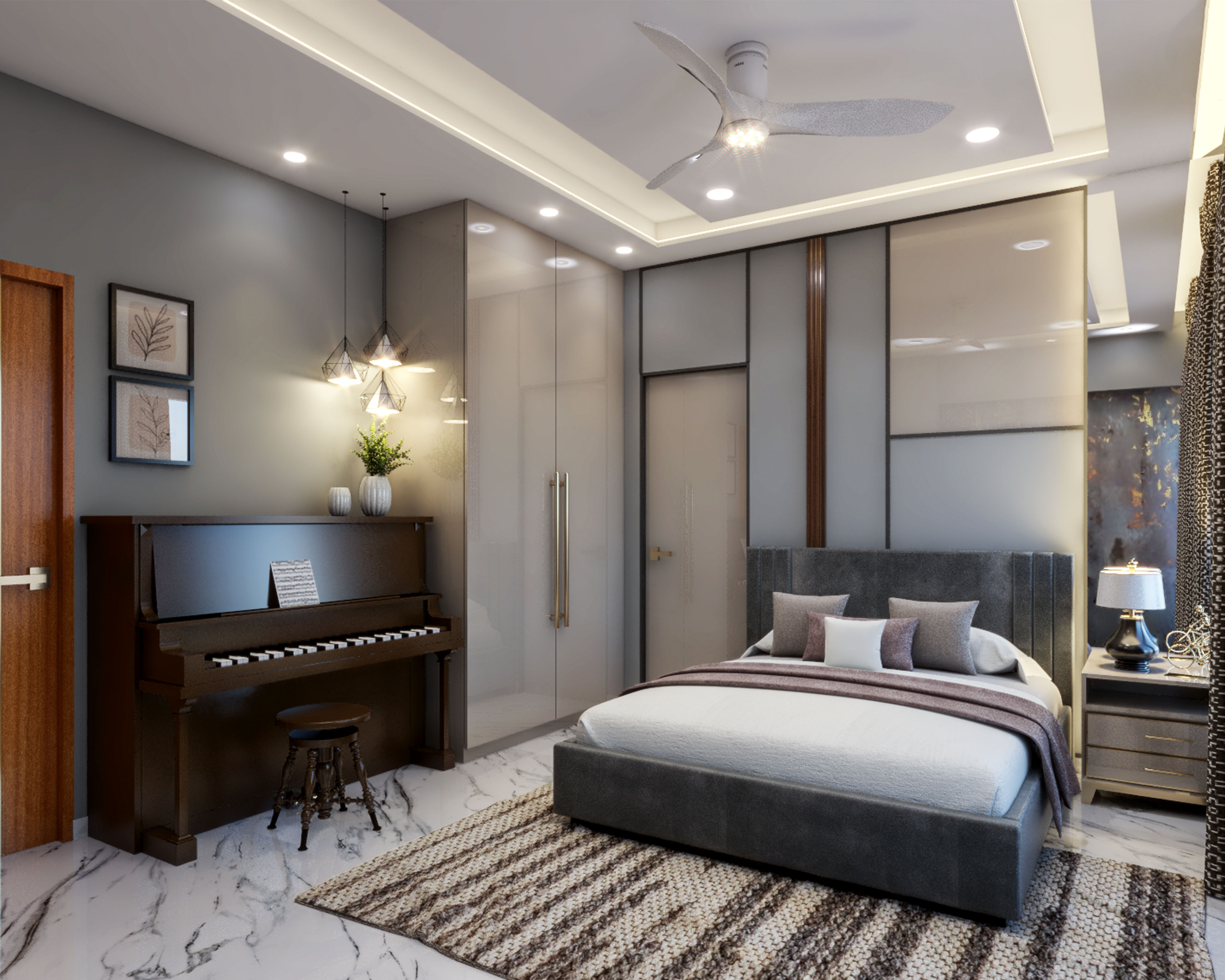 Rectangular False Ceiling Design With Cove Lights | Livspace