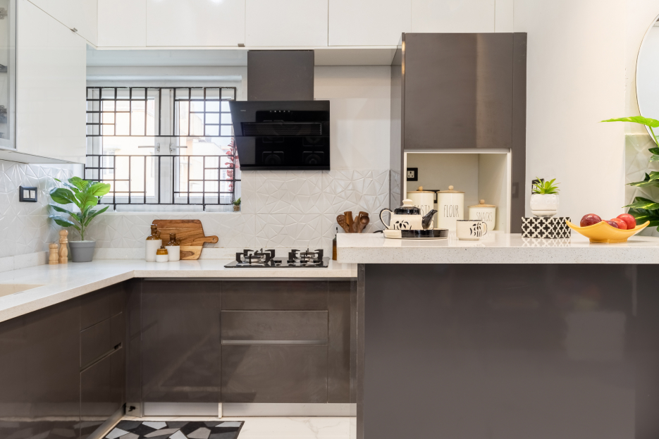 Modular Kitchen Design With Drawers And Loft Storage | Livspace