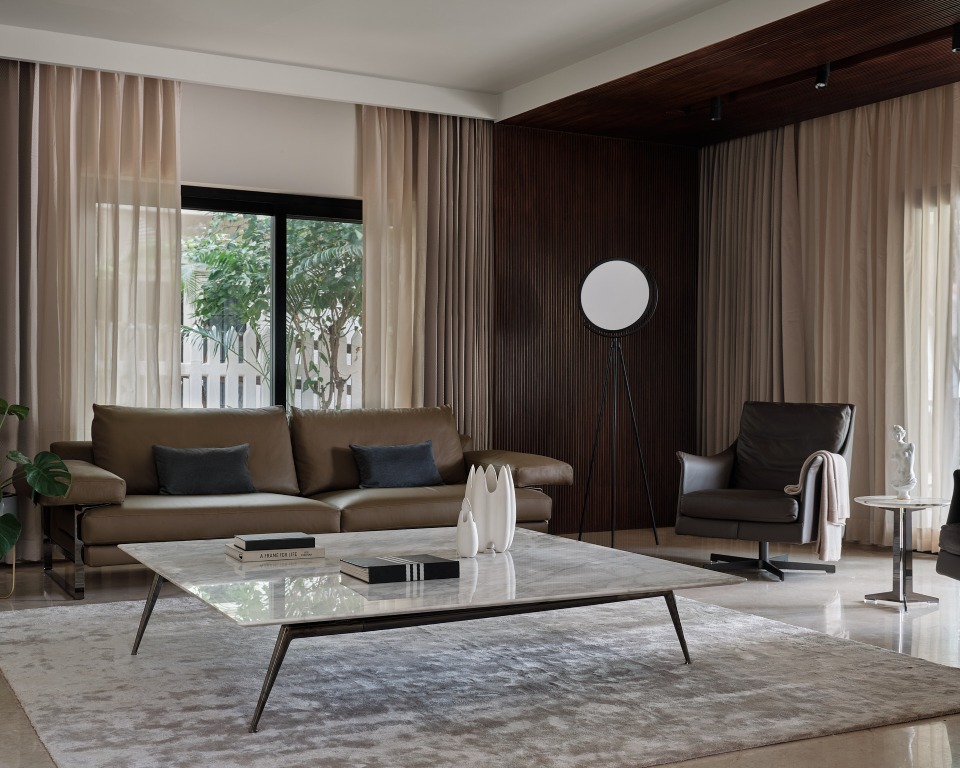 Dark-Coloured Living Room Interior Design | Livspace