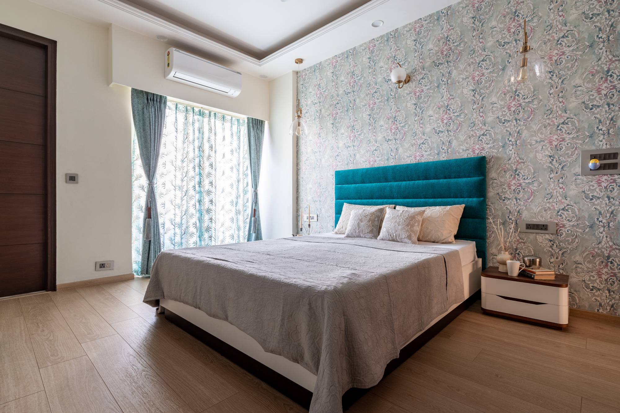 Master Bedroom Design With A King Size Bed And Two Side Tables | Livspace