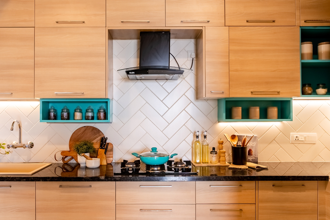 Glossy White Wall Tiles Design For Kitchens | Livspace