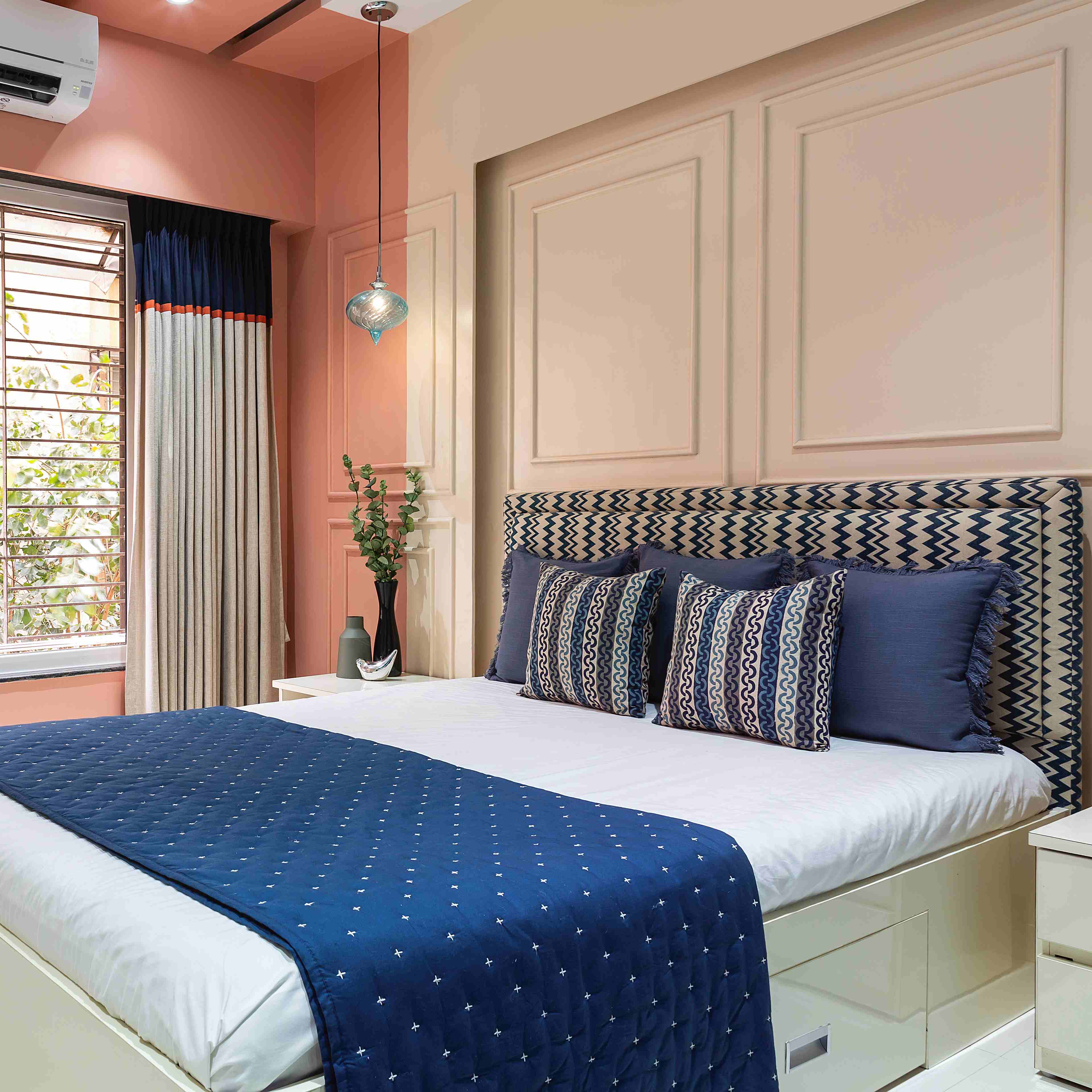 Light-Coloured Wall Design With Trims | Livspace