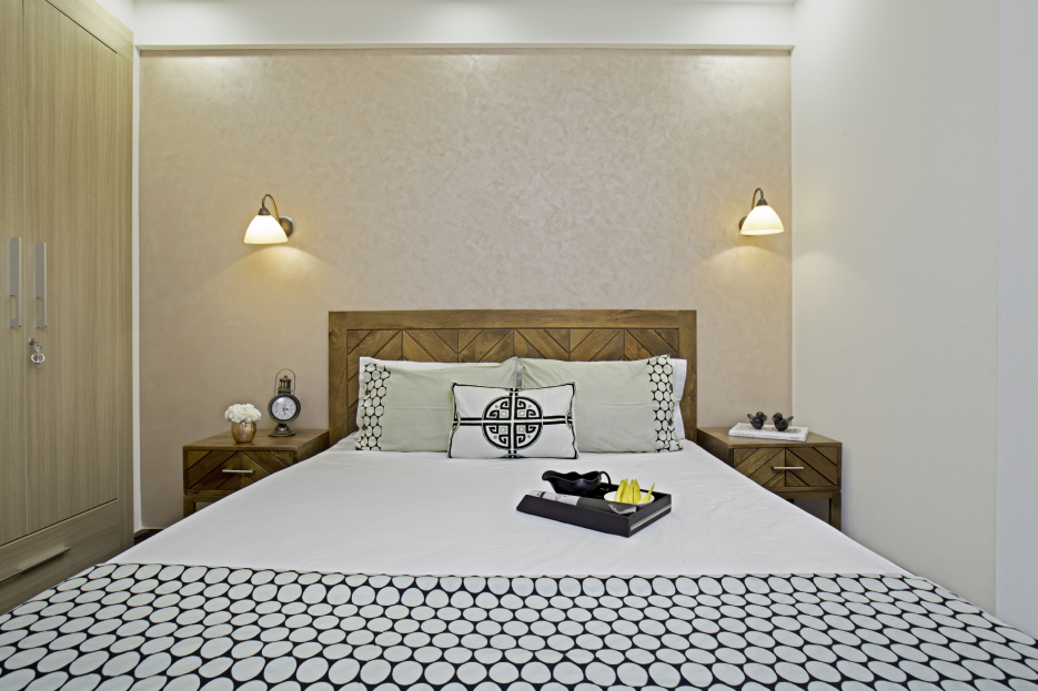 LightColoured Bedroom Wall Paint With A Textured Finish Livspace