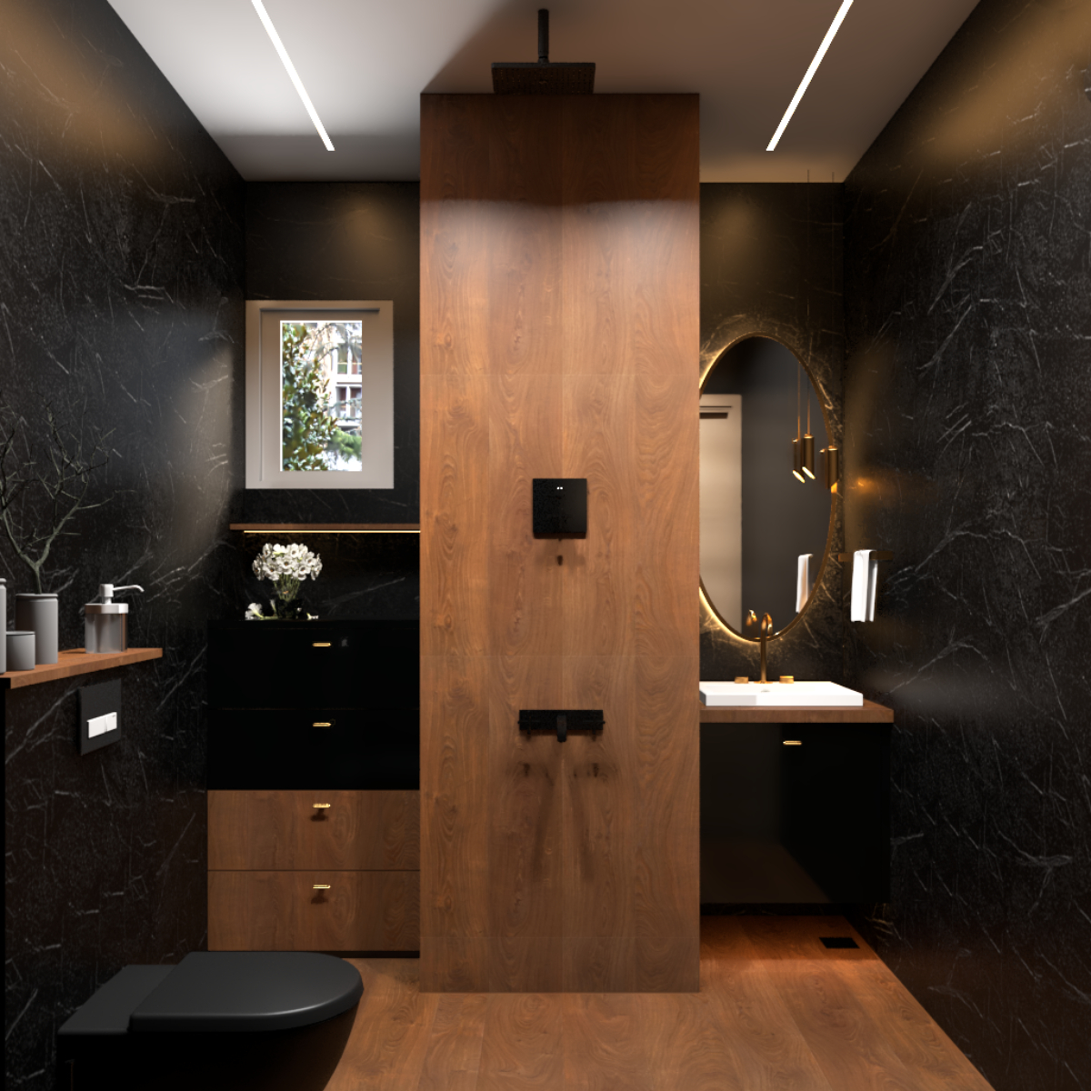 Elegant Bathroom Design With A Wall-Mounted Storage Unit | Livspace