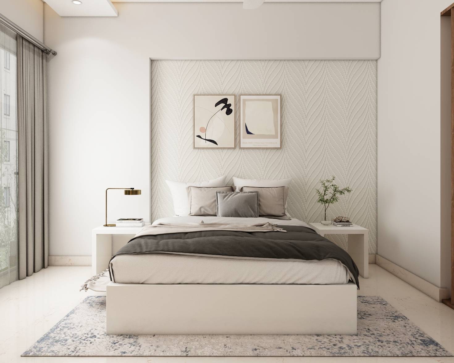 Spacious Guest Bedroom With Spot Lights And Strip Lighting | Livspace