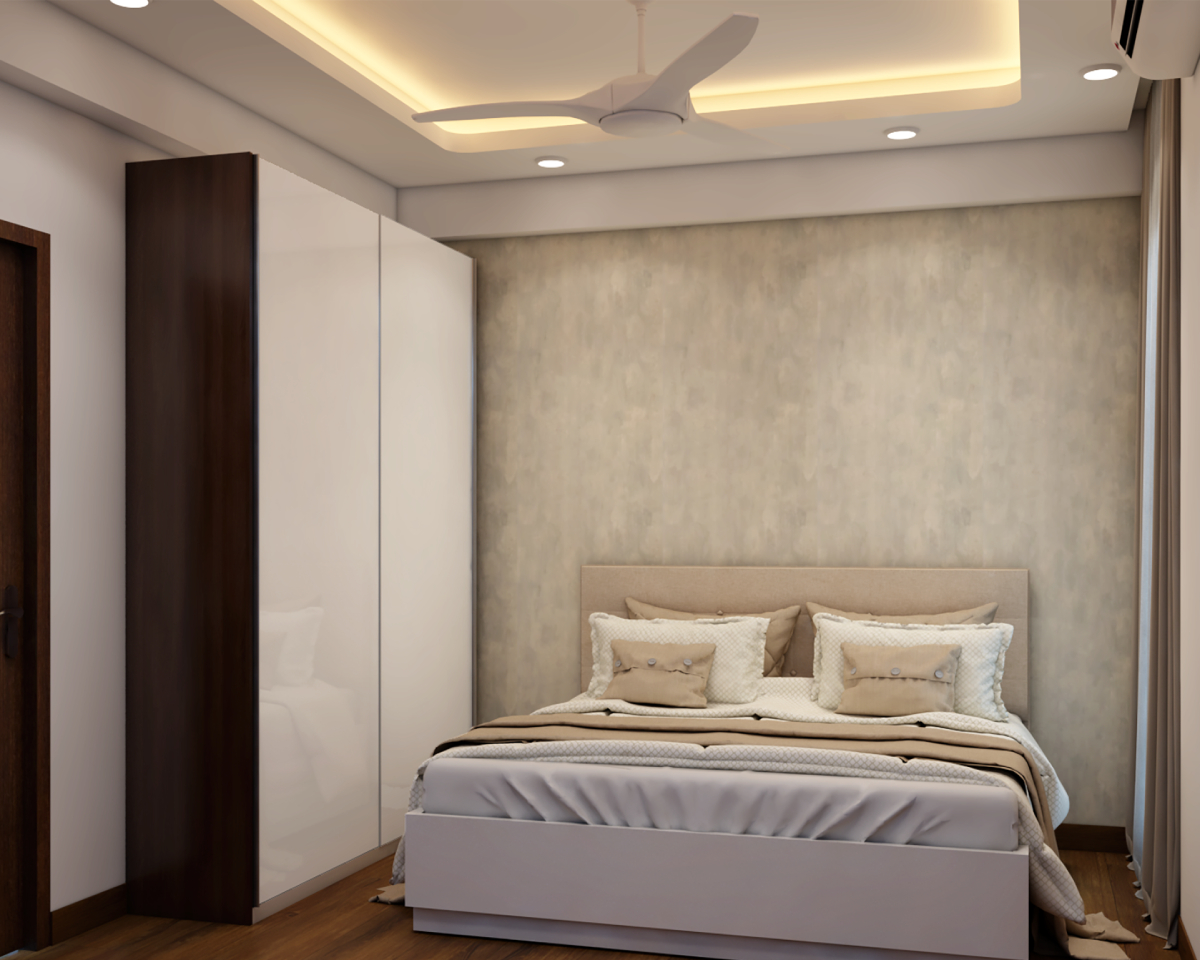 Low-Maintenance Guest Bedroom Design With Overhead Lighting | Livspace