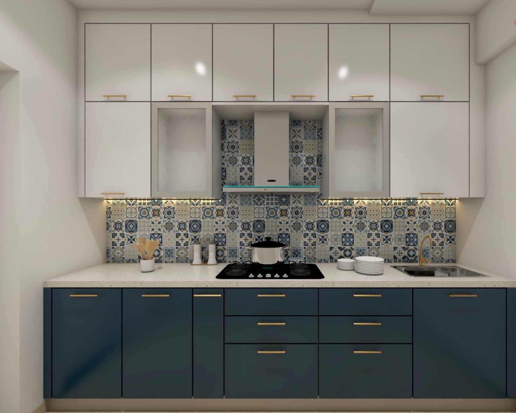 Kitchen Dado Rack Modern Kitchen Design With Dado Tiles | Livspace
