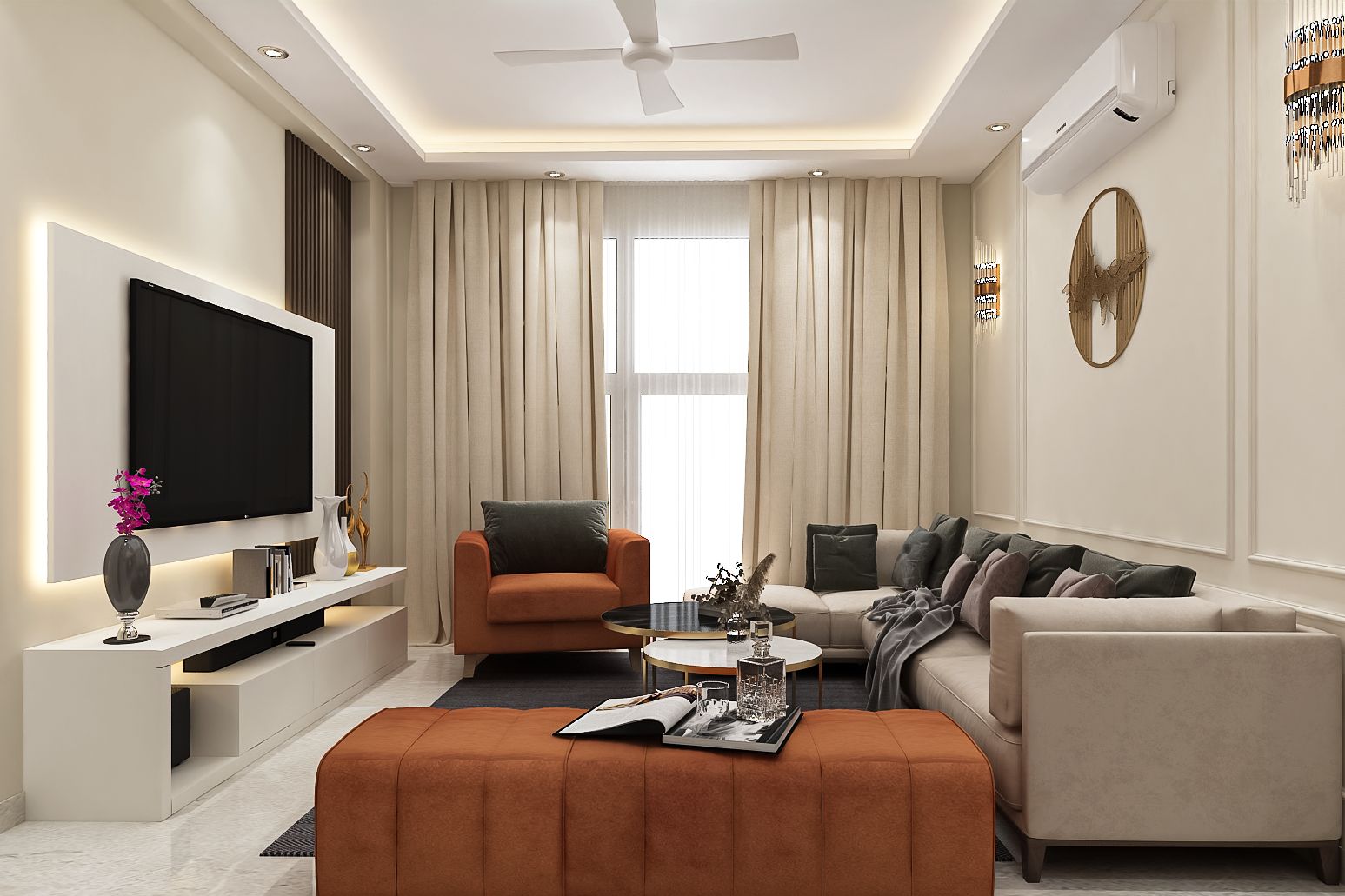 Light-Coloured Hall Interior Design | Livspace