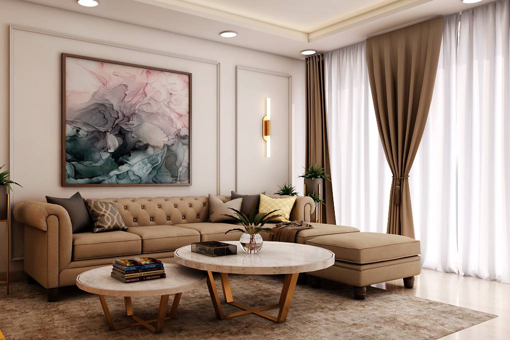 Spacious Living Room Design With 2 Cosy Chairs With Yellow Upholstery ...