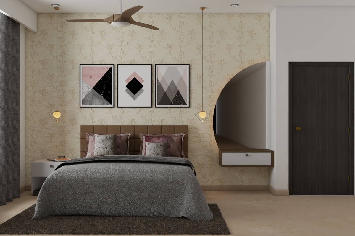 Spacious Guest Bedroom With Hanging Lights | Livspace