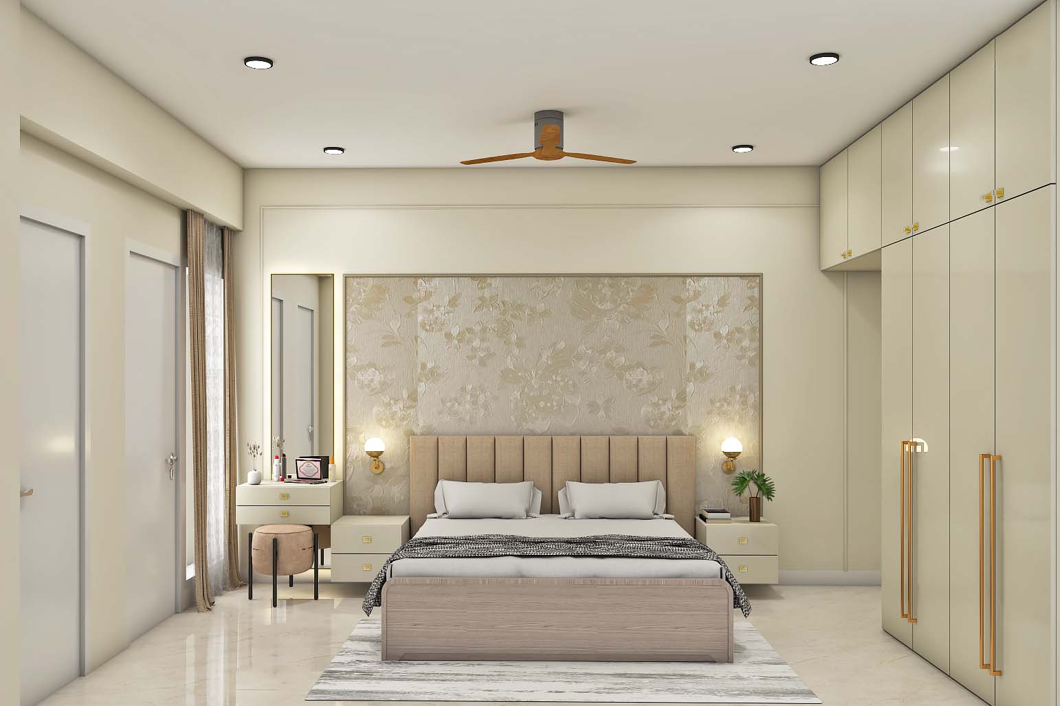 Spacious Bedroom Design With A King Size Bed | Livspace