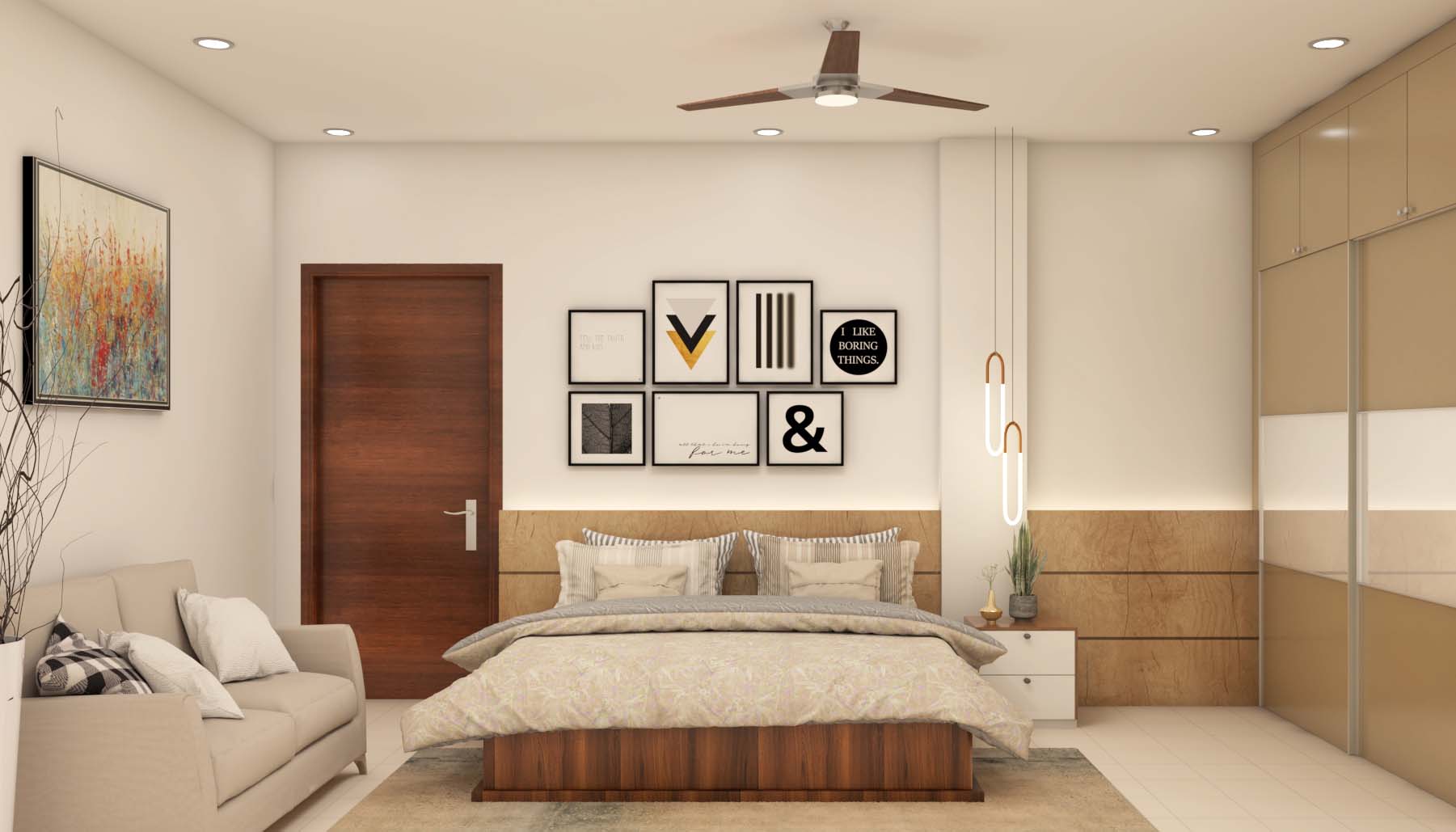 Master Bedroom Design With Ceiling Lights | Livspace