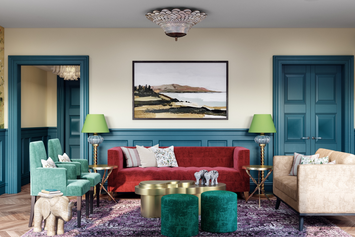Beige Wall Paint Design For Living Rooms | Livspace