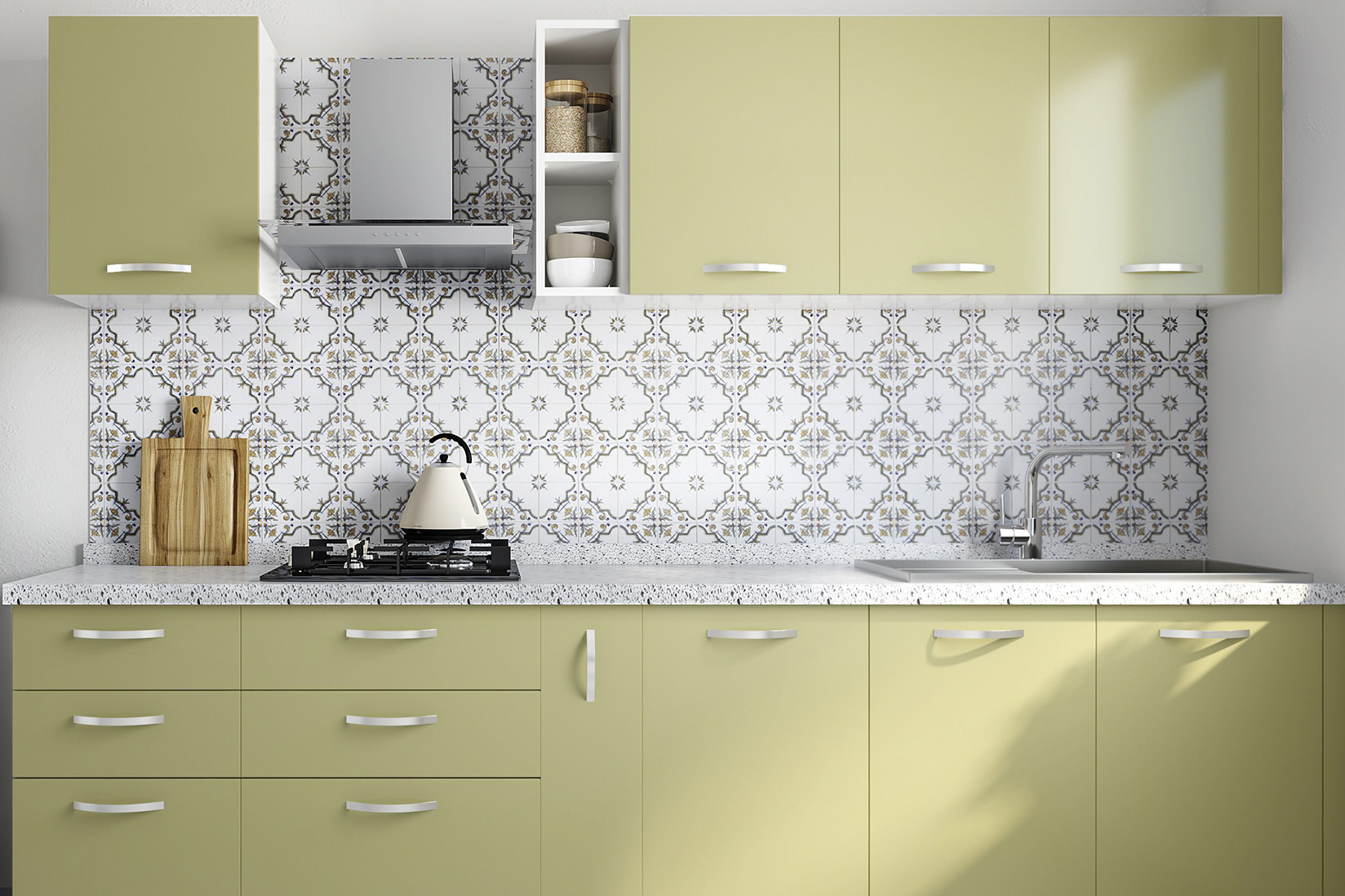 Porcelain Multicoloured Square Kitchen Tile Design | Livspace