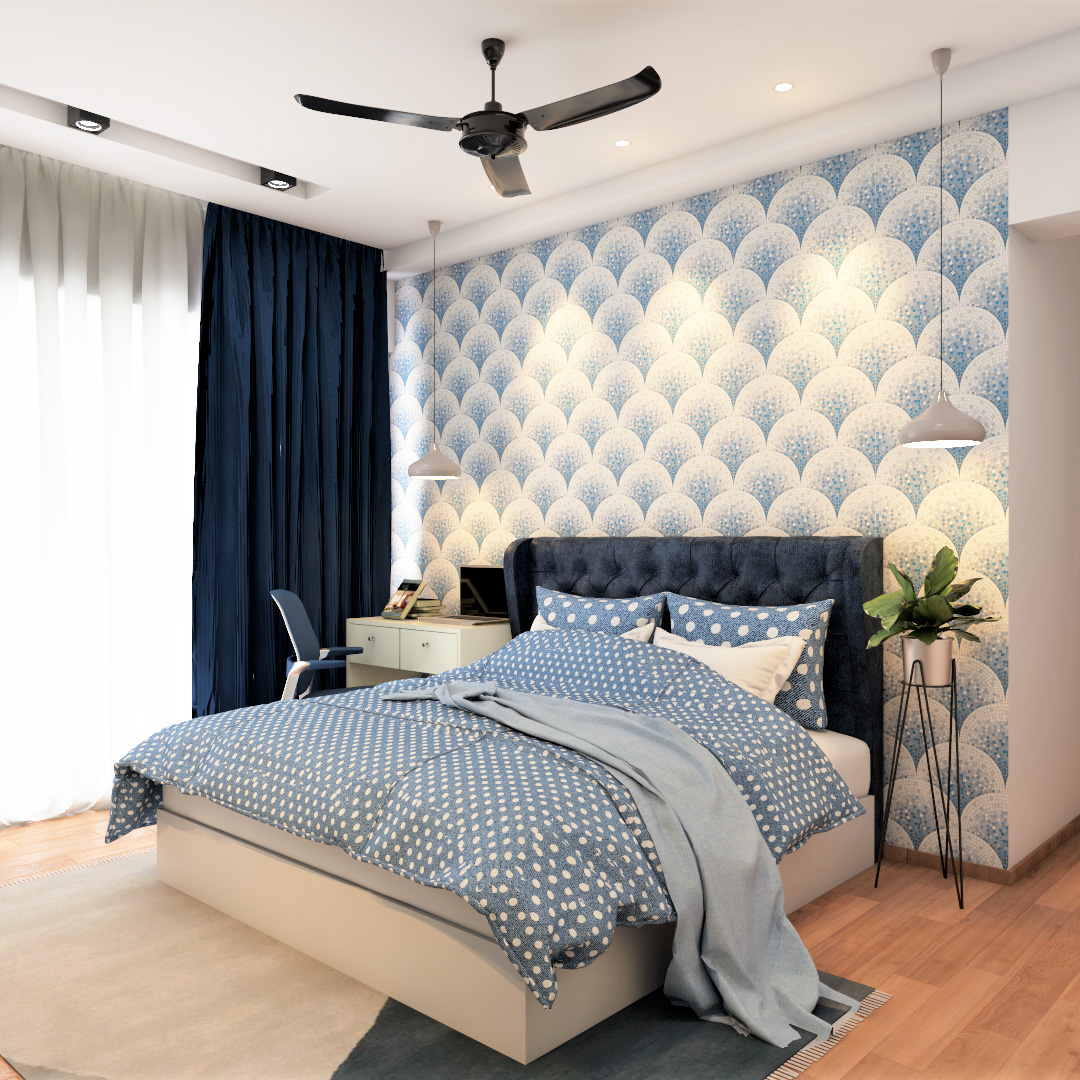 Picture Idea: Blue Mosaic Wallpaper Design For Bedrooms