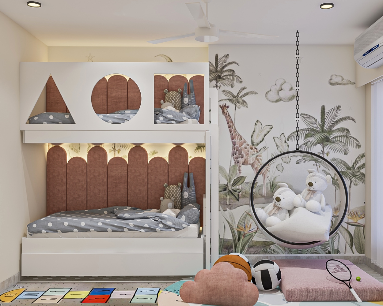 Kids Bedroom Design With White Bunk Bed | Livspace
