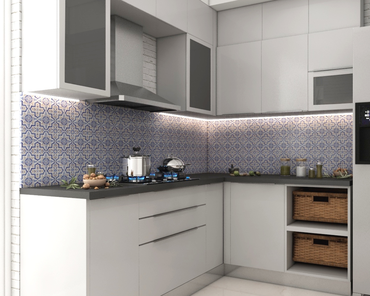 Multicoloured Moroccan Kitchen Tile Design | Livspace