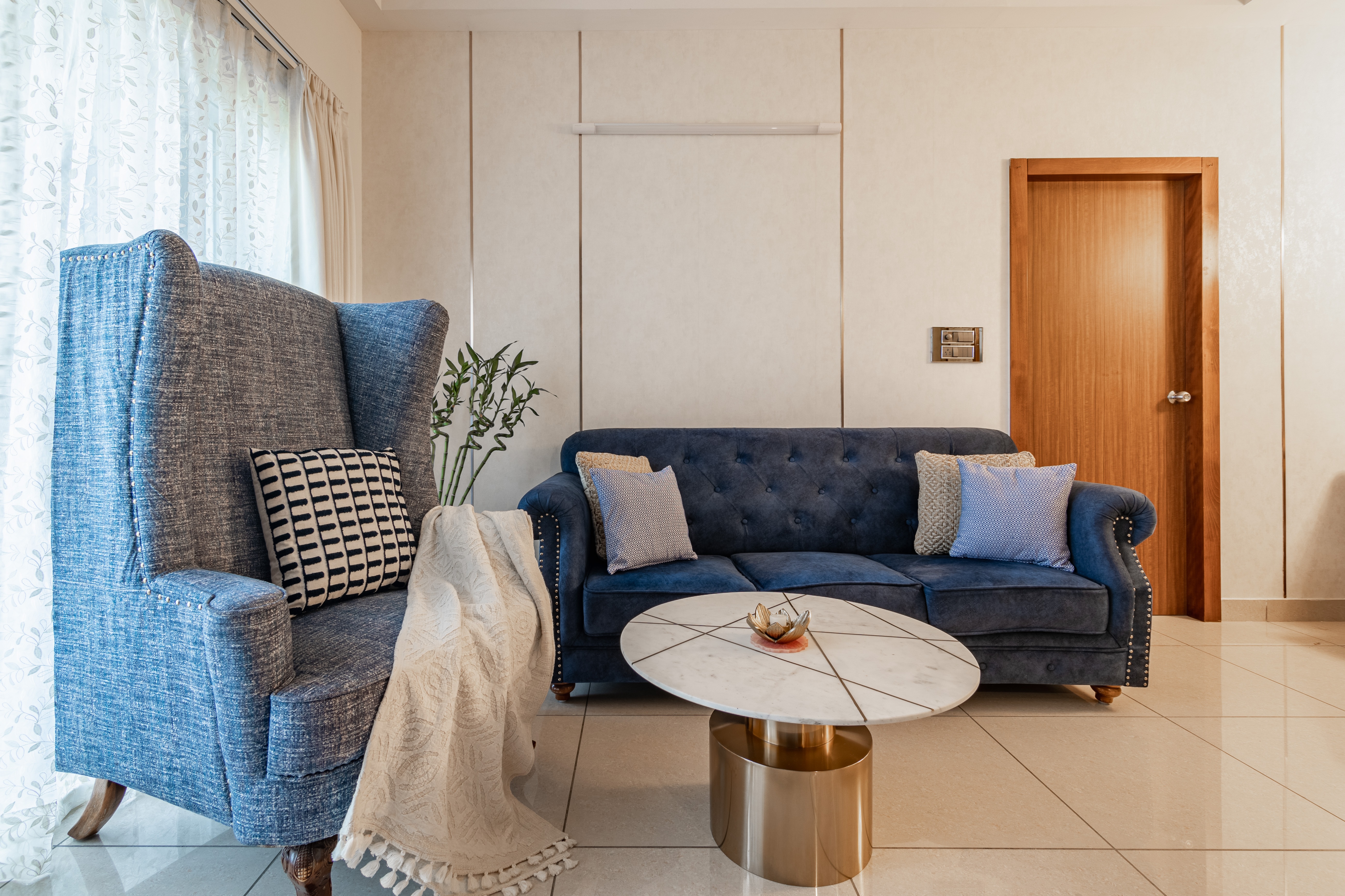 Stylish Convenient Modern Themed Spacious Living Room Design | Livspace