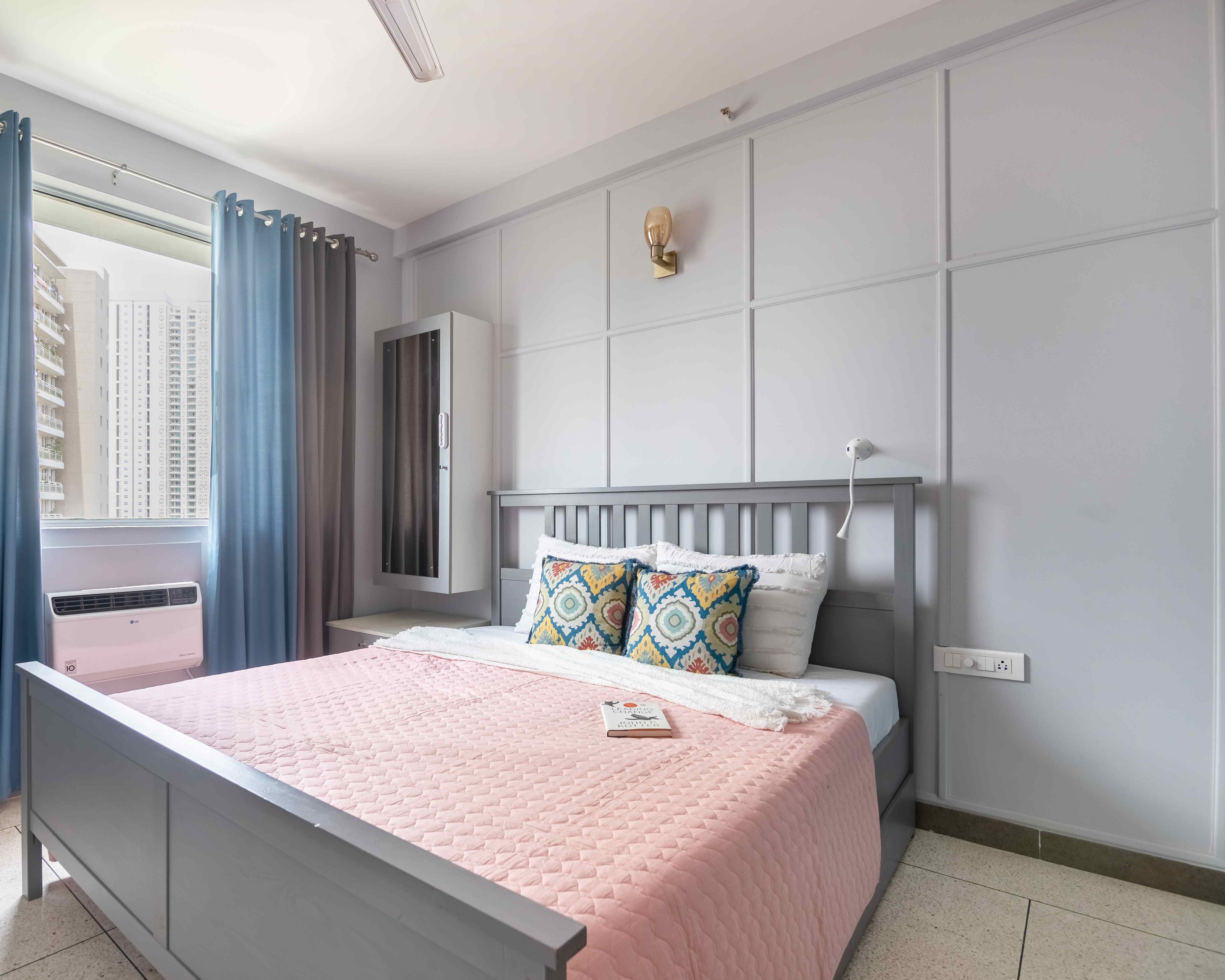 Wall Design With Grey Paint And Trims | Livspace