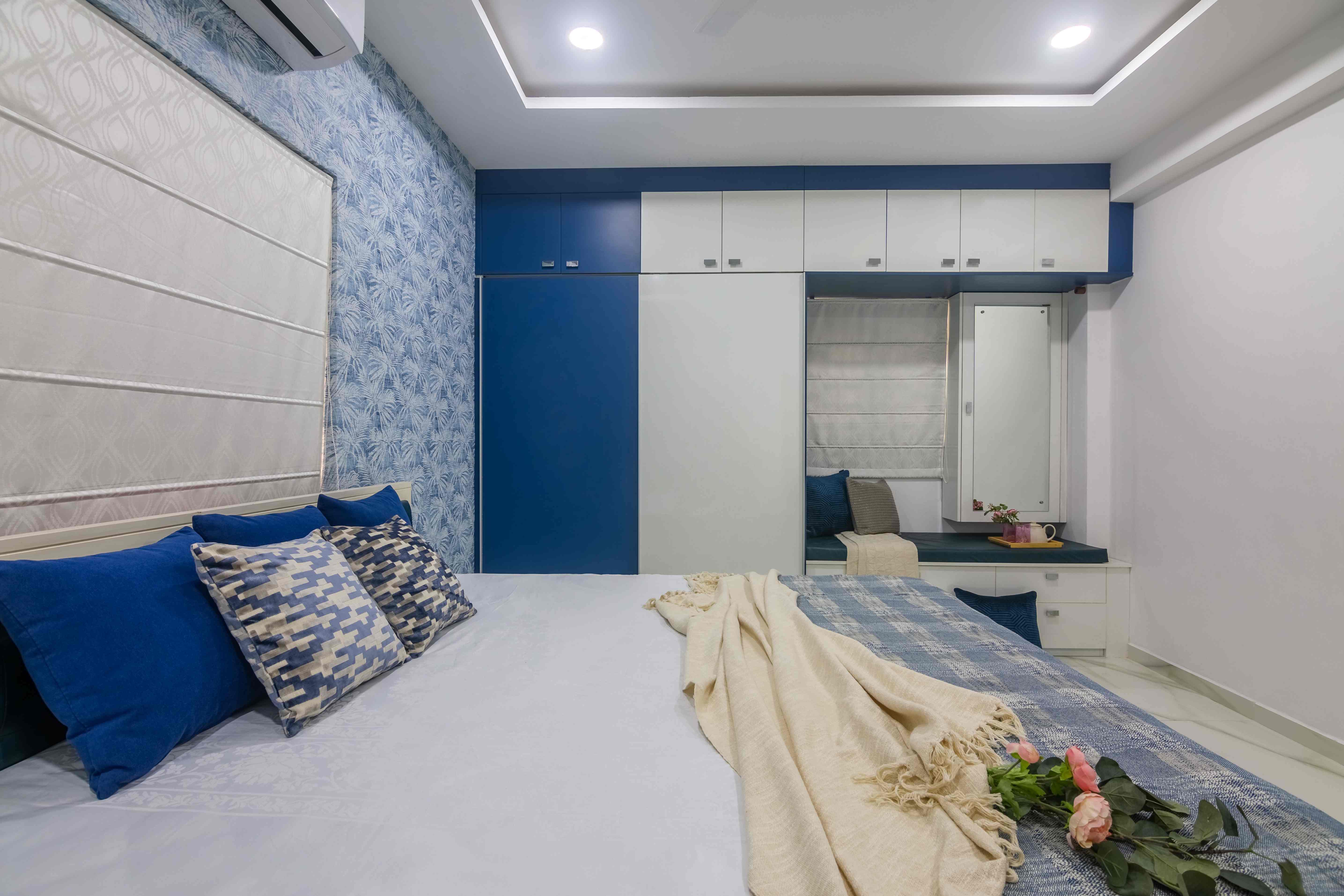 Master Bedroom Design With Window Seating And Loft Storage Livspace